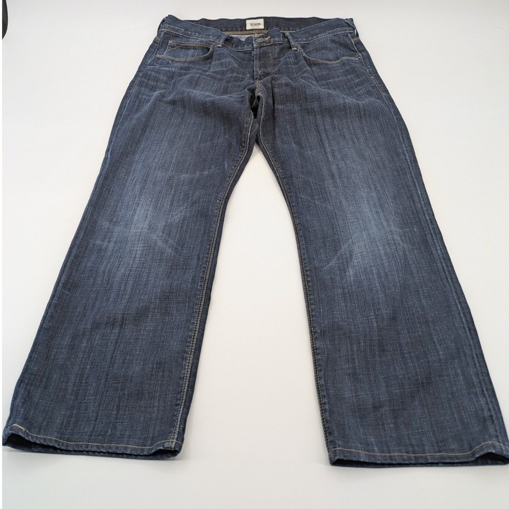 Hudson Wilde Relaxed Straight Jeans Mens Size 36x28 Button Fly DarkvWash